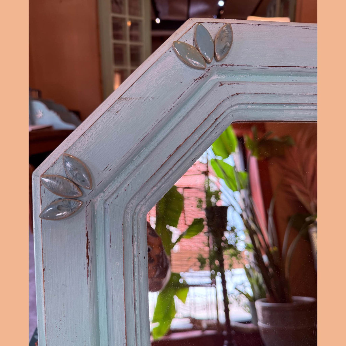 White & light blue mirror