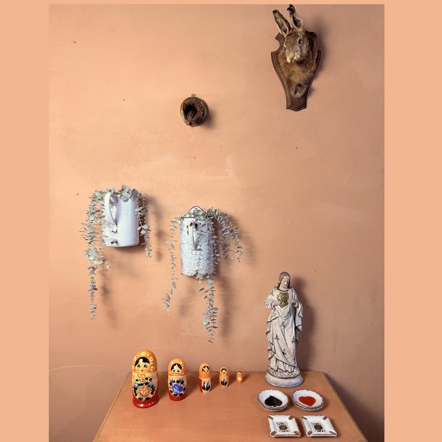 A pair of Enamelware pots