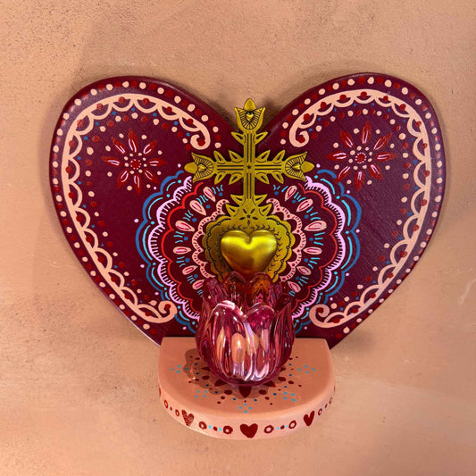 Heart shaped red altar