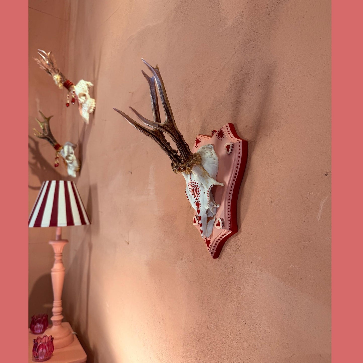 Deer skull pink with hearts