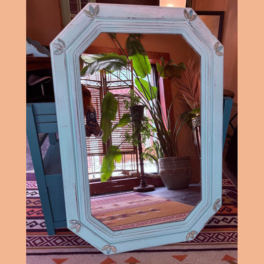 White & light blue mirror